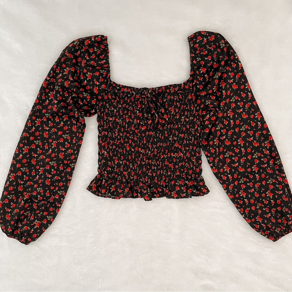 Forever 21 Satin Floral Print Crop Top